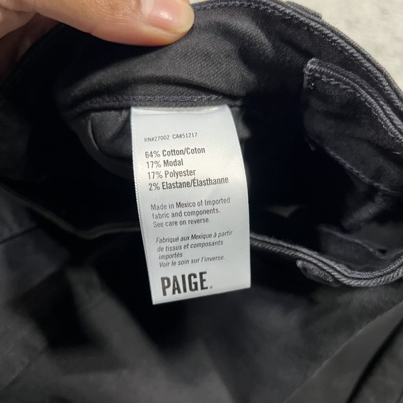 Paige Jeans Womens 27 Wide Leg Baggy Cropped Black Demin 24" Inseam - Picture 8 of 13